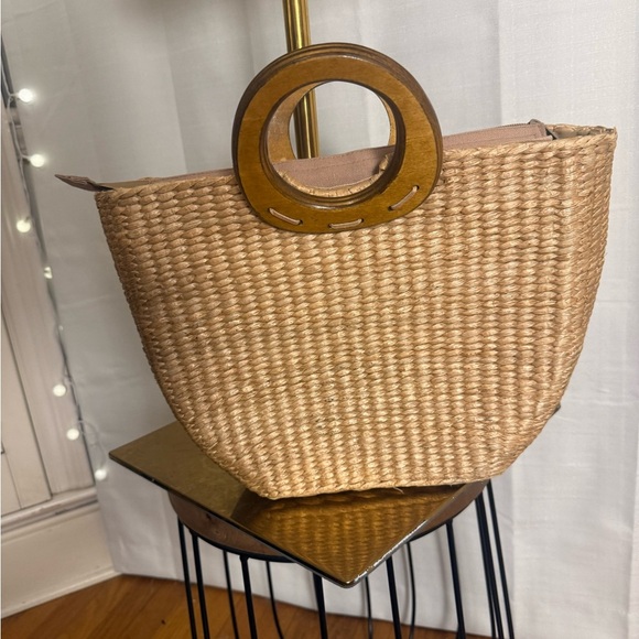 Cappelli Straworld Embroidered Straw Tote Monkey Palm Tropical Beach Bag - Picture 3 of 8